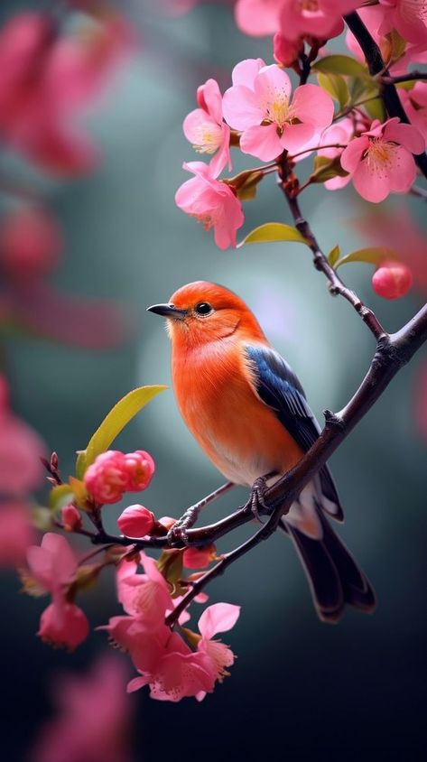 Nature flower bird outdoors. AI generated Image by rawpixel. | free image by rawpixel.com / Tanat Chittirungsan Birds And Blooms, Birds Reference Photos, Bird Images Pictures, Spring Images Nature, Birds Images Nature, Bird Holding Flower, Amazing Flowers Photography, Colorful Birds Nature, Bird Photos Photography