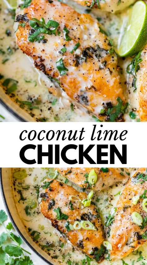 Coconut Lime Chicken, Coconut Sauce, Resep Diet, Health Dinner, Lime Chicken, Thigh Recipes, Health Dinner Recipes, Coconut Lime, Chicken Dishes Recipes