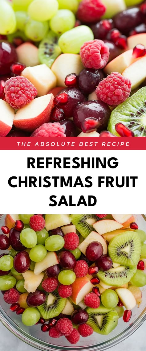 Image for Refreshing Christmas Fruit Salad Basic Fruit Salad, Fresh Fruit Salad For Christmas, Fruit Salad Winter Holidays, Winter Fruit Kabobs, Christmas Fruit Breakfast, Cold Salad For Christmas, Fruit Dish For Christmas, Xmas Fruit Salad, Fruit Salad For Christmas Brunch