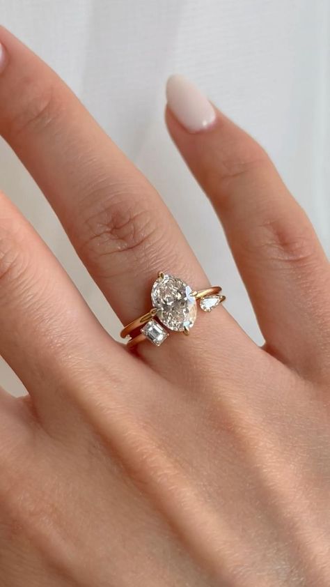 Oval Diamond Solitaire Engagement Ring Paired with Unique Diamond Wedding Band in 2022 | Cute engagement rings, Future engagement rings, Dream wedding ring Unique Diamond Wedding Bands, Oval Diamond Solitaire, Dream Wedding Ring, The Bling Ring, Cute Engagement Rings, Future Engagement Rings, Oval Engagement, Dream Engagement, Dream Engagement Rings