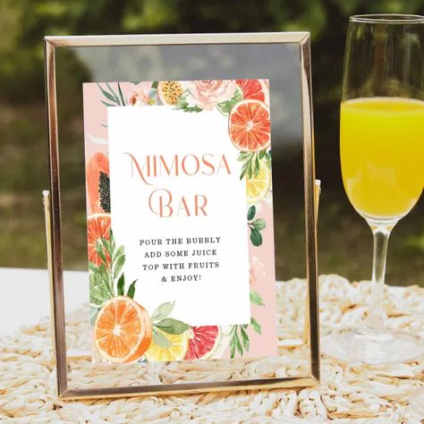 Tropical Citrus Bridal Shower Mimosa Bar Sign Main Squeeze Bridal Shower Theme Decor, Main Squeeze Bridal Shower Decor, Citrus Bridal Shower Theme, Dried Citrus Garland, Citrus Garland, Bridal Shower Mimosa Bar, Bridal Shower Mimosa, Citrus Cocktail, Hens Party Themes