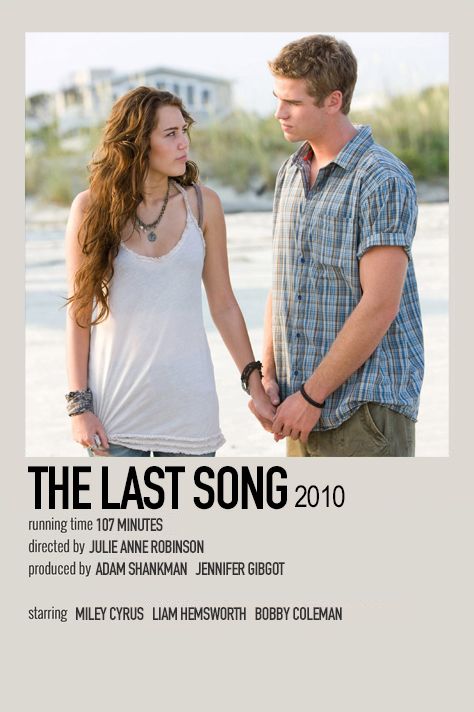 The Last Song Movie Poster, Last Song Movie, Song Movie Poster, The Last Song Movie, Minimalistic Polaroid Poster, Best Teen Movies, Nicholas Sparks Movies, Most Paused Movie Scenes, Movie Card