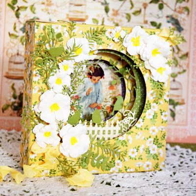 CottageBLOG: The Box - tunnel "Secret Garden" + tutorial Tunnel Book Tutorial, Tunnel Books, Tunnel Cards, Box Cards Tutorial, Tunnel Book, Flower Dies, Card Folds, Box Cards, Shaped Cards