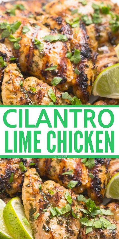 Easy Cilantro Lime Chicken, classic marinade, short marinate time, you can cook it baked in the oven, in a cast iron skillet, on the grill, put it in a salad or in tacos! Make it with chicken thighs or chicken breast. Easy healthy chicken dinner recipe, perfect for meal prep and makes a great freezer meal, it's keto, low carb, paleo, whole30, clean eating recipe, gluten free and very quick and easy to make. Easy Healthy Chicken Dinner, Chicken Breast Easy, Resep Makanan Beku, Easy Healthy Chicken, Clean Eating Recipe, Chicken Dinner Recipe, Healthy Chicken Dinner, Resep Diet, Recipe Gluten Free