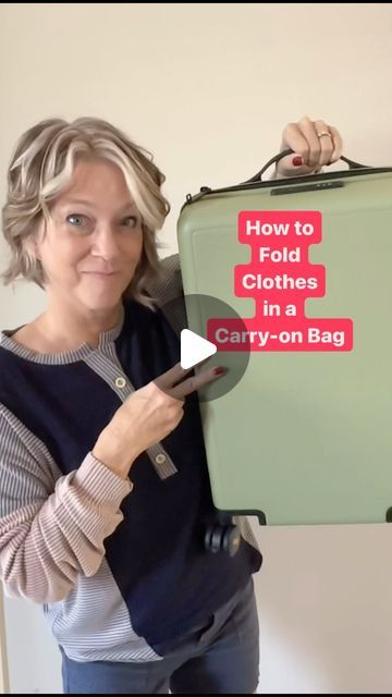 Travel Tips Pilot Wife on Instagram: "✈️ How to Fold Clothes for Carry-On Bags💙 Type FOLD for info. Follow your clothes like doing laundry. Tip 1: fold like a taco  Tip 2: fold like a hot dog  I usually fold once like a taco and pack in compression packing cubes. 👨🏼‍✈️ I’m a Houston pilot wife sharing tips to help you “travel the globe without a worry in the world” on YTube and IG. #traveltips #packingtips #carryononly #foldingmethod" How To Pack A Sweatshirt, Cloths Folding For Travel, How To Fold Pants For Travel Suitcases, How To Roll Shirts For Packing, Folding Clothes For Packing, Folding Clothes For Suitcase, Folding Clothes For Travel Packing Hacks Videos, Packing Sweaters In Suitcase, Folding For Packing Suitcases