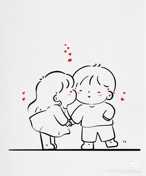 Mini Couple Drawing, Kiss Doodle Cute, Cute Couple Drawings Sketches, Romantic Drawings Of Couples, Cute Romantic Drawings, Bday Drawings, Love Stickers Couple, Couple Cartoon Romantic, Anniversary Drawings