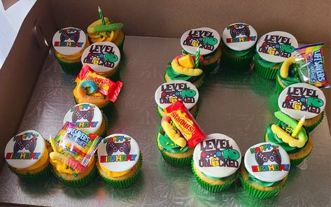 Number 10 cupcakes. Gamers cupcakes, candy cupcakes Number 10 Cupcakes, Gamer Cupcake Cake, 10 Cupcake Cake Number, Gamer Cupcakes Birthday, Number 10 Cupcake Cake, Gamer Cupcakes, Candy Cupcakes, Cupcakes For Boys, Candy Cupcake