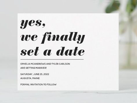 Wedding Invitations Funny Creative, Finally Getting Married Save The Date, Bridal Captions, Save The Date Background, Wedding Invite Wording Funny, Reception On A Budget, Date Background, Wedding Reception On A Budget, Funny Save The Date