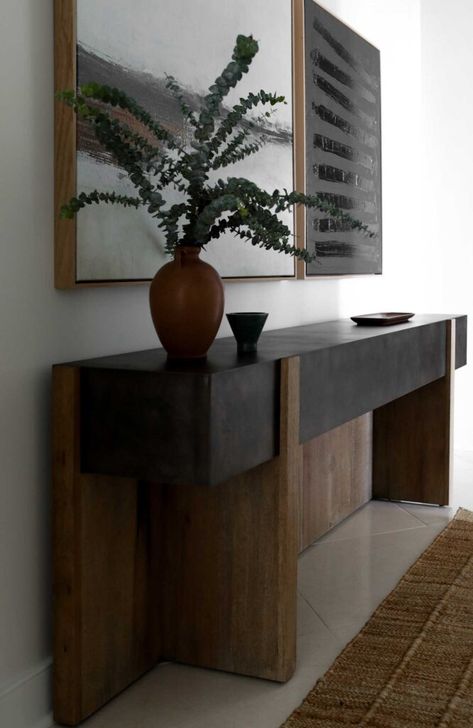 Modern Console Table Entryway, Rustic Entry Table, Entryway Styling, Entrance Console Table, Credenza Decor, Entrance Console, Console Table Entryway, Entryway Style, Console Table Design