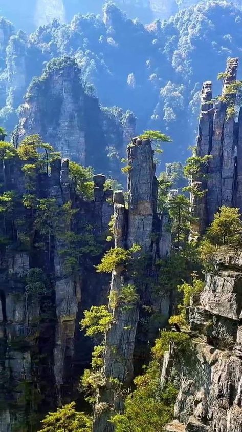 Chinese Mountains, Mountain Trekking, Mountain Landscape Photography, Zhangjiajie, Desert Landscapes, Beautiful Landscape Photography, Adventure Aesthetic, Chinese Landscape, Alien Worlds