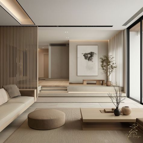 Minimalism has been a popular interior design staple for decades. However, if pure minimalism is a little 'dull' then you'll love our fusion of asian influences. It's a brilliant, and elegant, way to notch up your minimalist decor. Read it on https://loom.ly/xfTzMkw All renders created by Plush Design Interiors #asianminimalism #plushdesigninteriors #adelaideinteriordesigner #interiordesigneradelaidehills #adelaidedesignblog Asian House Design Interiors, Asian Living Room Designs, Minimalistic Modern Living Room, Minimal House Design Interior Minimalism, Modern Earthy Interior Design, Modern Minimalist House Design Interiors, Minimalistic Houses Interior, Drop Down Living Room, Scandi Japanese Interior