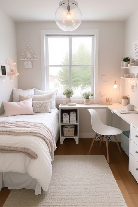 #bedroom #interiordesign #interior #homedecor #home #bedroomdecor #design #furniture #bed #decor #bedroomdesign #interiors #bedroomideas Small Dorm Room, Small Room Makeover, Small Dorm, Bedroom Ideas For Small Rooms Cozy, Dekorasi Kamar Tidur, Room Redesign, Makeover Bedroom, Redecorate Bedroom, Cozy Room Decor