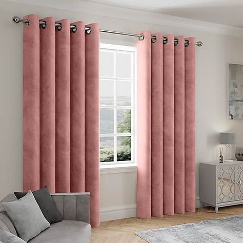 Stellar Thermal Rose Eyelet Curtains | Dunelm Teal Bedroom Curtains, Blush Curtains, Curtains Dunelm, Teal Cushions, Teal Bedroom, Look Rose, Bedroom Curtains, Eyelet Curtains, Types Of Curtains