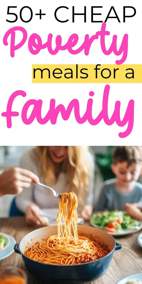 Here are 50 cheap poverty meals for a family when you have a tight budget. Big Cheap Meals Large Families, Very Cheap Meal Ideas, Cheap And Fast Dinner Ideas, Budget Friendly Meals For One, Cheap Big Batch Meals, Affordable Dinners Families, Tight Budget Meals, Cheap Meals For Big Families, Cheapest Meals To Make