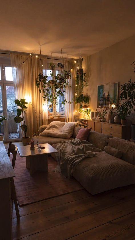 Boho Aesthetic Apartment, Home Interior Design Apartments, Soft Apartment Aesthetic, Homey Apartment Aesthetic, Cozy Apartment Inspiration, Soft Living Room Aesthetic, Loft Apartment Aesthetic Cozy, Dream Apartment Decor Living Room, Cute Living Room Ideas Cozy