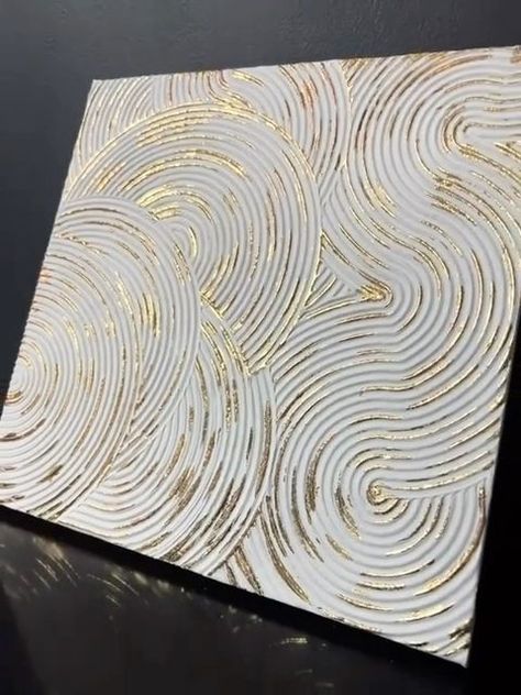 Ethereal Design on Instagram: "white & gold✨ #texturedpainting #texturedart #modernart #modernpainting #goldleafart #acrylicpainting #fyp #abstractart" Diy Gold Leaf Art, White And Gold Canvas Art, Gold Leaf Art Ideas, Spackle Art Texture Diy Gold, White Textured Art With Gold, Plaster Wall Art Gold Leaf, Wall Art Gold Leaf Neutral, Dorm Paintings, Ethereal Design