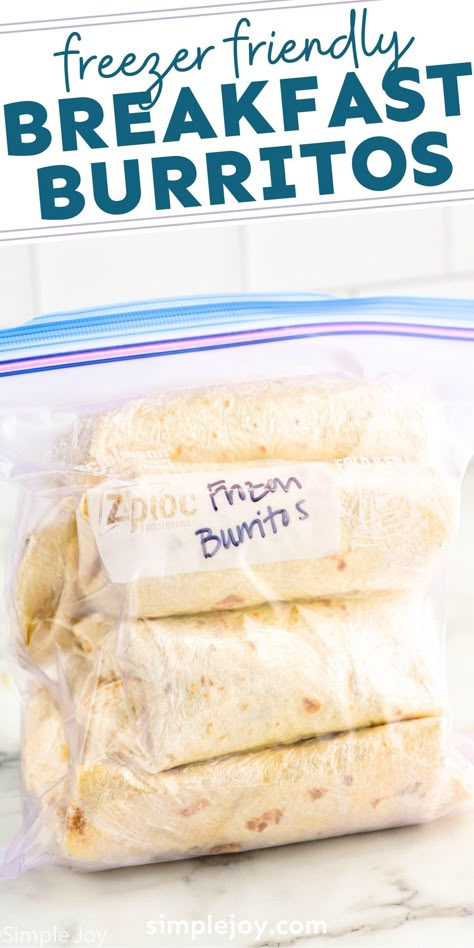 This Breakfast Burrito recipe is perfect for busy families. This easy recipe makes eight delicious burritos at a time that are perfect for freezing and quick breakfasts. Homemade Breakfast Burritos Frozen, Make Ahead Breakfast Burritos For A Crowd, Freezing Breakfast Burritos, Freezer Breakfast Casserole, Breakfast Burritos To Freeze, Breakfast Burrito Freezer, Freezable Breakfast Burritos, Postpartum Freezer Meals, Freezer Breakfast Meals