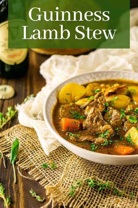 Guinness Lamb Stew Stew With Potatoes, Irish Lamb Stew, Lamb Stew Recipes, Lamb Kebabs, St Patrick's Day Recipes, Irish Stew, Lamb Shoulder, Hearty Comfort Food, Lamb Stew