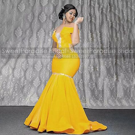 Yellow Long Dress Formal, Yellow Party Gown With Sweep Train, Sleeveless Yellow Evening Gown, Glamorous Yellow Evening Dress, Yellow Fitted A-line Evening Dress, Glamorous Yellow Floor-length Evening Dress, Sesotho Traditional Dresses, Yellow Evening Dresses, South African Traditional Dresses