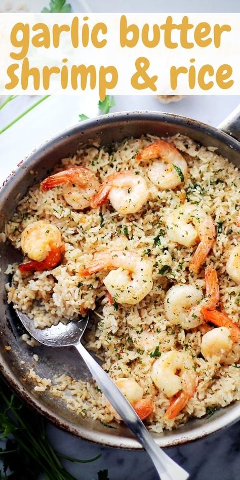 Shrimp And Jasmine Rice Recipes, Garlic Butter Shrimp And Rice, Buttered Shrimp Recipe, Buttery Shrimp, Shrimp And Rice Recipes, Rice Recipes For Dinner, Shrimp Dinner, Shrimp And Rice, Easy Rice Recipes