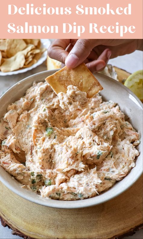 delicious Smoked Salmon Dip recipe is a creamy blend of smoked salmon, cheese, and herbs that will be a party favorite. With such a quick and easy prep, you will want to make this appetizer for every occasion! #salmon #smokedsalmon #dip #appetizerrecipes #appetizer Healthy Smoked Salmon Dip, Cream Cheese Smoked Salmon Dip, Hot Smoked Salmon Dip, Smoked Salmon Rillettes Recipe, Smoked Salmon Dip With Capers, Smoked Salmon Dip Recipes Cream Cheeses, Smoked Salmon Appetizer Dips, Smoked Pink Salmon Recipes, Canned Smoked Salmon Dip