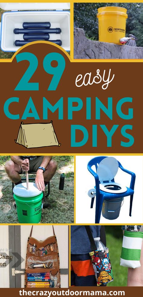 Camping Diy Projects, Easy Camping Hacks, Tent Camping Hacks, Camping Diy, Camping Hacks Diy, Camping Toilet, Camping Organization, Lake Food Ideas, Camping Shower