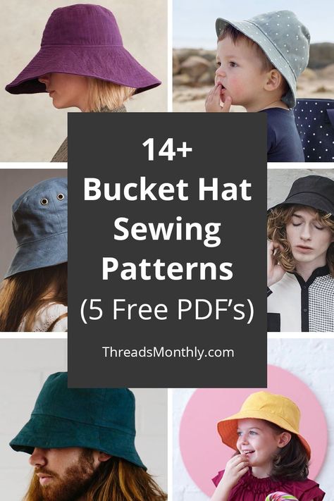 Here are the best bucket hat sewing patterns I've found. They're paper or printable PDF templates that you use to cut fabric. 5 are free! I featured multiple sizes for men, women, and children, and designs that are reversible and have ties. Make your own DIY hat this summer. This is a fun sewing project idea for beginners and beyond. Make them for yourself or as diy gifts. Reversible Bucket Hat Free Pattern, Fabric Hat Patterns Free, Childs Bucket Hat Pattern Free, Free Hat Sewing Pattern, Sunhat Pattern Free Sewing, Diy Bucket Hat Free Pattern, Hat Patterns To Sew Women, Free Bucket Hat Sewing Pattern, Hat Patterns To Sew Free