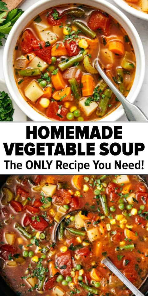 vegetable soup in a bowl Easy Vegetable Soup, Vegetable Soup Recipe, Vegetarian Soup Recipes, Winter Soup, Fall Soup Recipes, Homemade Soup Recipe, Easy Vegetable, Delicious Soup Recipes, Vegetable Soup Recipes