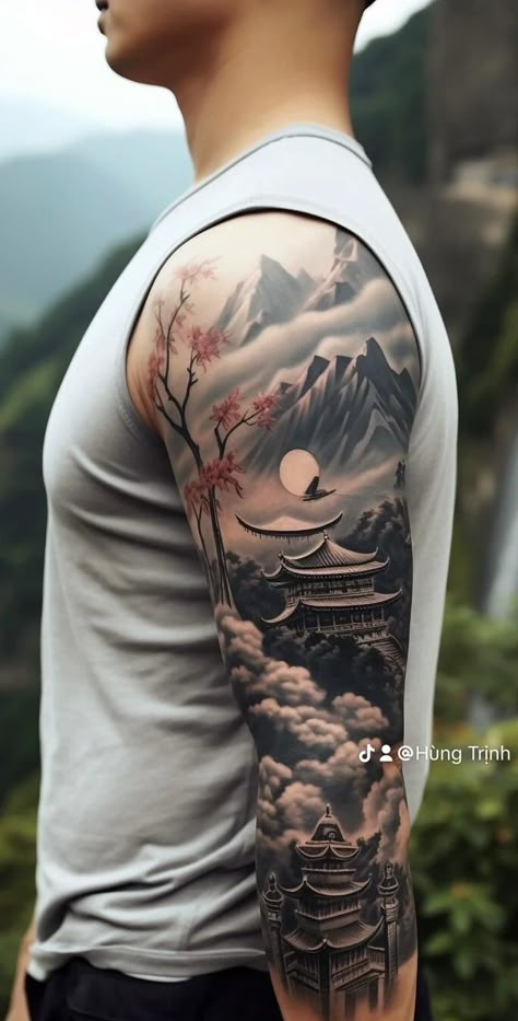 Japanese Tattoo Sleeve Men, Tattoo Ideas For Men Meaningful, Japanese Forearm Tattoo, Forearm Tattoo Ideas For Men, Traditional Japanese Tattoo Sleeve, Japanese Tattoo Sleeve, Samurai Tattoo Sleeve, Mangas Tattoo, Temple Tattoo