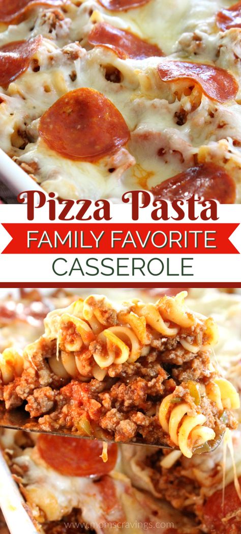 Supper Pasta Ideas, Good Dinner Recipes For Picky Eaters, Cheesy Pizza Casserole, Healthy Pizza Pasta, Dinner Ideas With Spaghetti Sauce, Casserole For Family, Pasta Dinner Ideas Family, Yummy Meals Dinner Families, Casarols Dinners