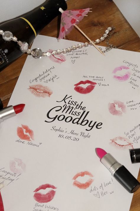 Kiss The Miss Goodbye, Hen Night Ideas, Apply Lipstick, Bridal Shower Inspo, Bride Shower, Bachelorette Party Planning, Bridal Bachelorette Party, Bachelorette Party Bride, Bridal Shower Diy