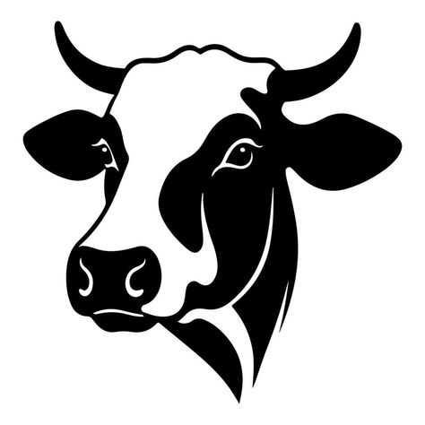 Cow Vector Illustration, Cow Logo Design Ideas, Cow Face Drawing, Cow Head Drawing, Cow Head Silhouette, Cow Outline, Cow Nose, Cow Icon, Cow Silhouette