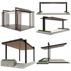 Pergola 3 - 3D Model for Corona Modern Gazebo, Diy Outdoor Table, Wooded Landscaping, Shelter Design, Carport Designs, Metal Pergola, Wood Pergola, Plant Projects, Backyard Remodel