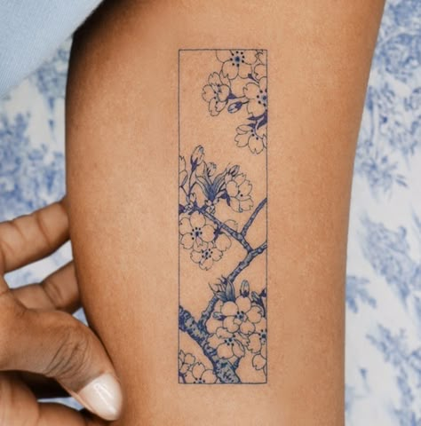 Ephemeral Tattoo, 16 Tattoo, Sakura Tattoo, Framed Tattoo, Korean Tattoos, Muster Tattoos, Inspiration Tattoos, Cherry Blossom Tattoo, Blossom Tattoo