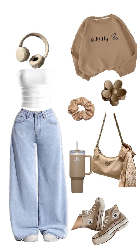 #aestetic Find My Outfit Aesthetic, Cute Outfits For The City, Comfortable But Cute Outfits, Nice Styles Outfit Ideas, Light Clothes Aesthetic, Outfit Ideas For Teen Girls Aesthetic, Clothes For School Aesthetic, Astetic Outfits Girl, Clothes Asethic