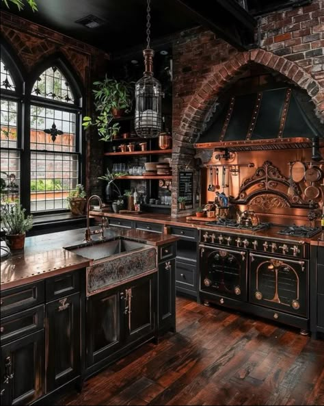 Goth Kitchen Ideas, Gothic Kitchen Ideas, Boho Style Kitchen, Goth Kitchen, Gothic Kitchen, Gothic Interior, Goth Home, Dark Home Decor, Dark Home