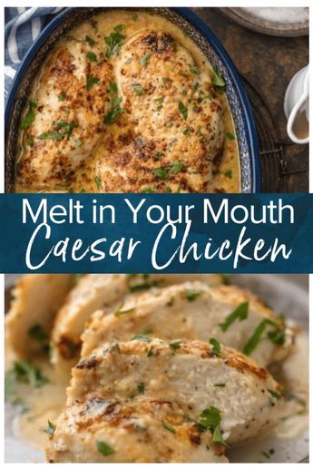 Meal Ideas For Dinner Easy Crock Pot, Baked Caesar Chicken, Melt In Your Mouth Chicken, Caesar Chicken, Easy Chicken Recipe, Diet Vegetarian, God Mat, Best Chicken Recipes, Winner Winner