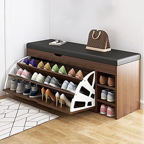 Amazon.com: QTQZDD SS&LL Shoe Storage Bench with Hidden Shoe Rack,Leather Entryway Shoe Bench Seat Shoe Organizer Shoe Cabinet,Modern Entry Decorative Furniture-B-Brown 100x30x51cm(39x12x20inch).11 : Home & Kitchen Home Office For 2, Hidden Shoe Rack, Shoe Rack Cabinet Design, Entryway Shoe Bench, Vstupná Hala, Shoe Storage Bench, Modern Entry, Cabinet Modern, Wardrobe Interior Design