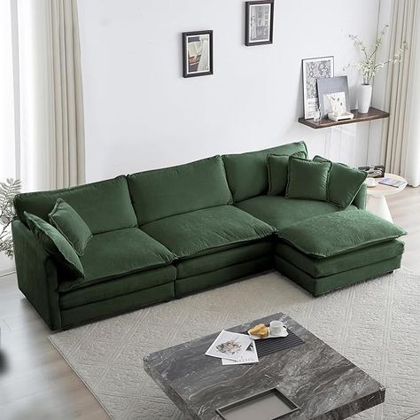 Amazon.com: GNIXUU 111.5“ Modular Sectional Sofa, Comfy Chenille Cloud Couch with Movable Ottoman, L Shaped Sectional Couches for Living Room, Apartment, Office(Green) : Home & Kitchen Sofa Arrangement, U Shaped Couch, U Shaped Sectional Sofa, Couch With Ottoman, Style Salon, Modular Couch, L Shaped Couch, Apartment Sofa, Toss Pillow