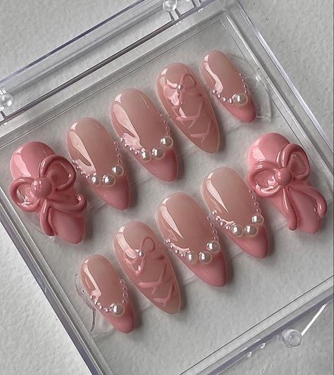 Fake Nails Designs, Asian Nails, Hello Nails, Beauty Nails Design, Gel Nails Diy, Girly Acrylic Nails, Blush Nails, Pretty Gel Nails, Really Cute Nails