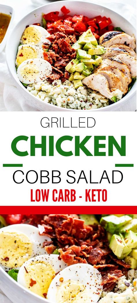 Carb Salad Recipes, Low Carb Salad Recipes, Cob Salad, Chicken Cobb Salad, Salad Recipes Low Carb, Keto Quiche, Boiled Egg Diet Plan, Low Carb Salad, Keto Pancakes