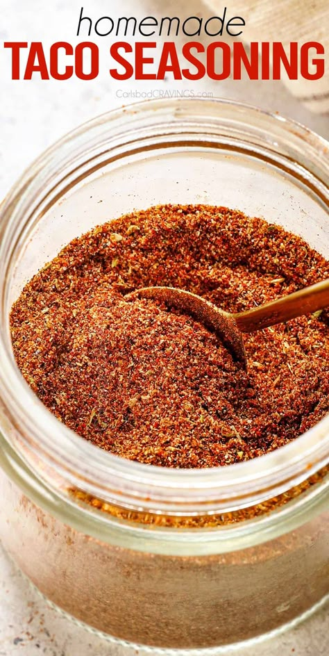 This homemade taco seasoning recipe is quick, easy, pantry friendly, versatile, inexpensive and lasts for months! #tacoseasoning #tacomeat #tacos #spices #homemadetacoseasoning #chilipowder #cooking #recipe #familydinner Midwest Chili Recipe, Taco Mix Recipe, Taco Seasoning Mix Recipe, Diy Taco Seasoning, Make Taco Seasoning, Homemade Taco Seasoning Recipe, Taco Seasoning Recipe, Carlsbad Cravings, Seasoning Recipe