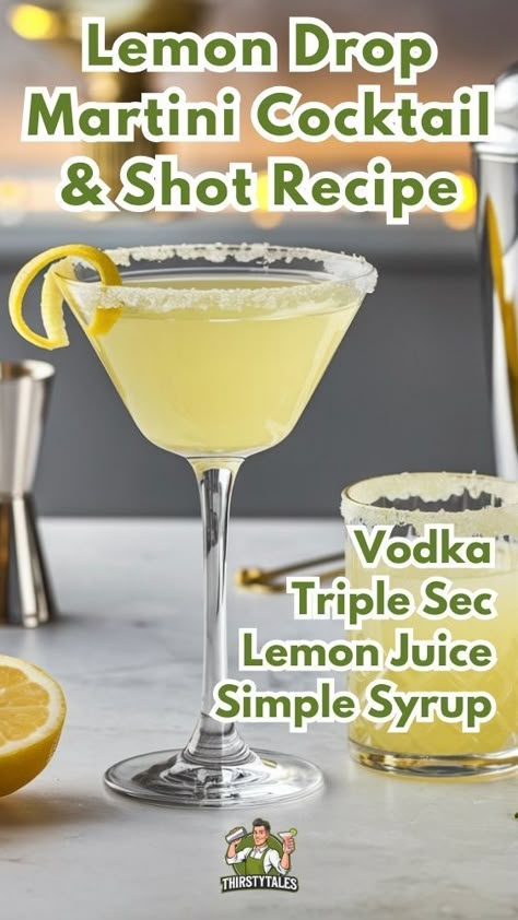 "Savor the refreshing taste of a Lemon Drop Martini Cocktail! This zesty  drink combines vodka, fresh lemon juice, and a hint of sweetness, creating  the perfect balance of tart and smooth. Ideal for parties or a relaxing  evening, this vibrant cocktail is garnished with a sugared rim and a lemon  twist. Discover easy recipes, tips for mixing, and serving suggestions to  impress your guests. Cheers to a citrusy delight! 🍋🍸 " Pitcher Lemon Drop Martini, Lemon Drop Martini Recipe For A Crowd, Holiday Lemon Drop Martini, Best Lemon Drop Martini Recipe, Lemon Drops Drink Recipe, Vodka Lemon Cocktail, Lemon Vodka Cocktails, Lemon Drop Shots Recipe, Lemon Drop Recipe Drinks