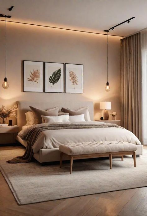 51 Neutral Bedroom Designs: Effortless Elegance for Peaceful Dreams 62 Bedroom Ideas Wood Bed Frame, Bedroom With Neutral Colors, Calming Bedroom Interior Design, Natural Neutral Bedroom, Neutral Bedroom Set, Neutrals Bedroom Ideas, Ivory Walls Bedroom, Neutral Hotel Room, Oatmeal Colour Bedroom