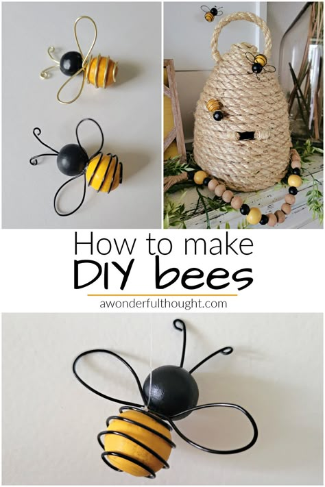 Bee Products Diy, Making A Beehive Craft, Beehive Diy Crafts, Honey Bee Christmas Tree, Bumble Bee Ornaments Diy, Honey Bee Birthday Party Decorations Diy, Bee Sewing Projects, How To Make A Bumble Bee, Bee Pictures Image