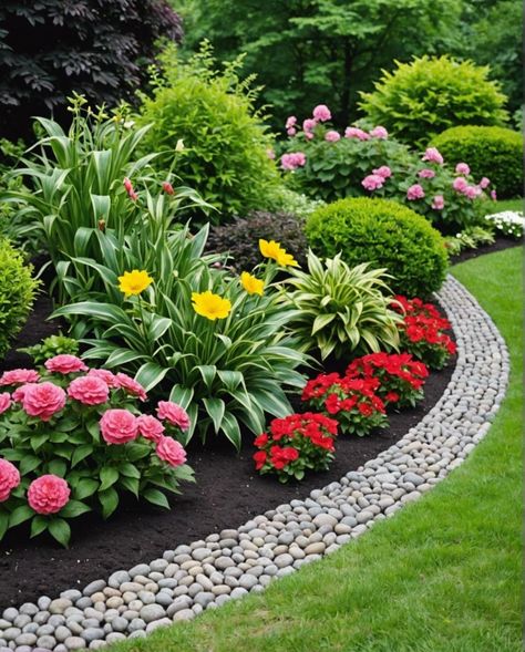 Front Yard Landscaping Florida Ideas, Landscaping For Side Of The House, Borders For Gardens, Front Yard Landscaping Design Curb Appeal, Garden Border Design Ideas, Garden Borders Ideas, Flower Bed Border Ideas, Landscape Border Ideas, Border Garden Ideas