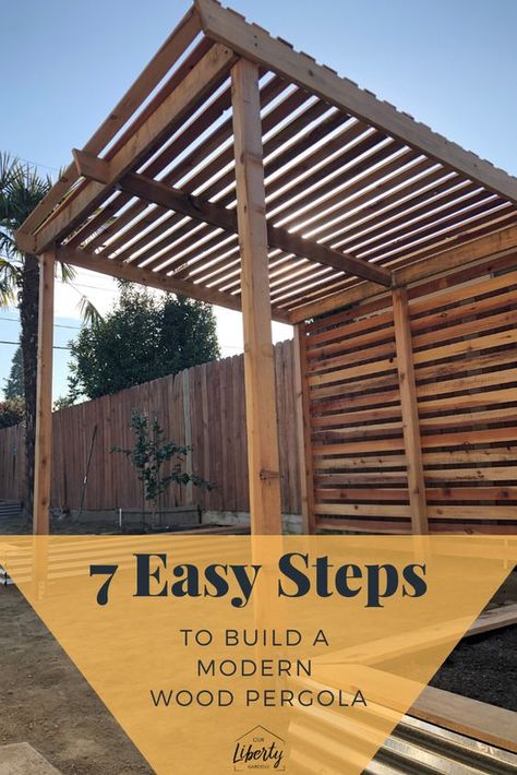 Modern Wood Pergola, Pallet Pergola, Pergola Patio Ideas Diy, Patio Ideas Diy, Pergola Modern, Pergola Patio Ideas, Building A Pergola, Modern Pergola, Wood Pergola