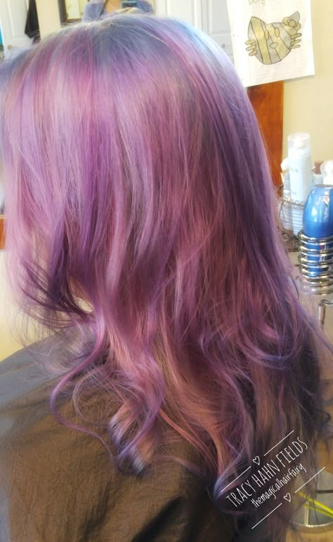 Vivid haircolor Light Pink Purple Hair, Light Purple Pink Hair, Light Pink And Purple Hair, Pink Purple Blonde Hair, Purple Hair Light, Lavender Pink Hair, Light Purple Highlights, Pink And Lavender Hair, Pinkish Purple Hair