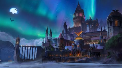 Fantasy Academy, Castle School, Witch School, Magical School, School Of Magic, Magic Academy, Fantasy Wizard, Fantasy Architecture, Wizard School