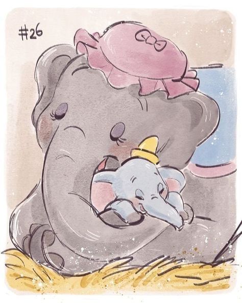 Dumbo Gift Ideas, Disney Dumbo Tattoo, Disney Dumbo Art, Dumbo Drawing, Dumbo Tattoo, Mom Drawing, Baby Dumbo, Ill Always Love You, Images Disney